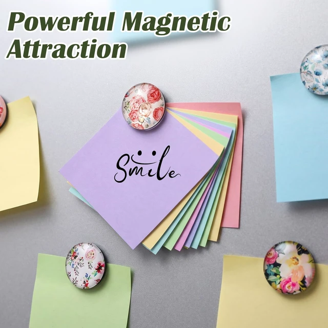 Alt view image 5 of 6 - 12Pcs 1.2in Round 3D Floral Glass Fridge Magnets,Strong & Non Scratch Design for Fridge,Locker,Office,Classroom & Kitchen Decor,Colorful Flower Pattern,Upgraded Magnet Version