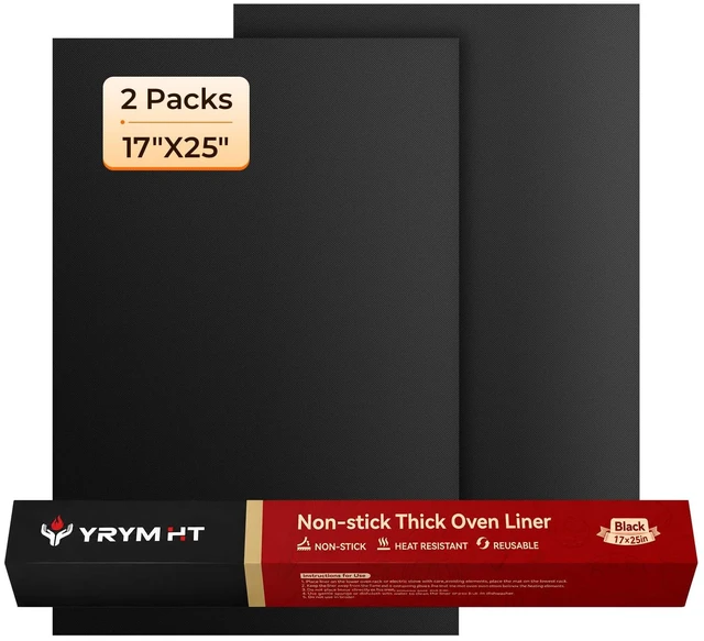 Main image of Oven Liners for Bottom of Oven, 2 Pack 17X25" Oven Liner | Non-Stick Reusable Oven Liner, Easy to Clean & Heat Resistant Oven Mat for Electric, Gas, Toaster Oven, Microwave & BBQ Grill
