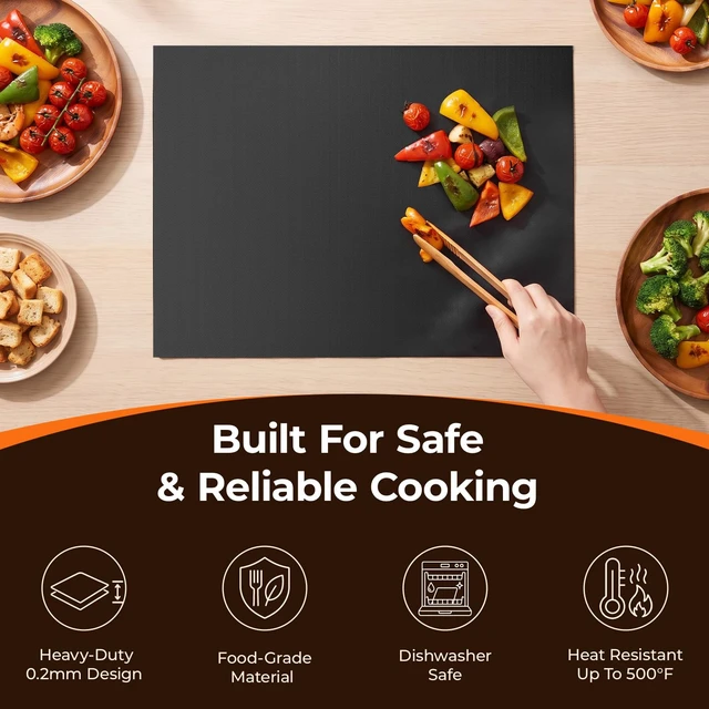 Alt view image 4 of 7 - Oven Liners for Bottom of Oven, 2 Pack 17X25" Oven Liner | Non-Stick Reusable Oven Liner, Easy to Clean & Heat Resistant Oven Mat for Electric, Gas, Toaster Oven, Microwave & BBQ Grill