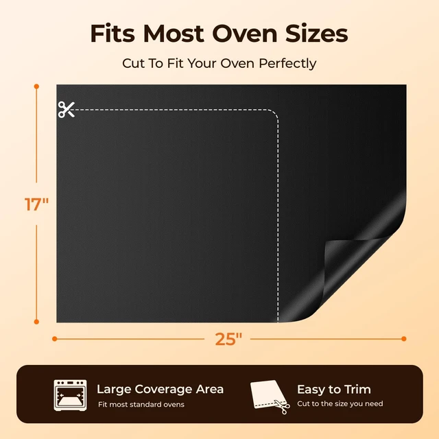 Alt view image 5 of 7 - Oven Liners for Bottom of Oven, 2 Pack 17X25" Oven Liner | Non-Stick Reusable Oven Liner, Easy to Clean & Heat Resistant Oven Mat for Electric, Gas, Toaster Oven, Microwave & BBQ Grill