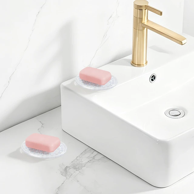 Alt view image 4 of 7 - 2 Pieces Clear Plastic Bar Soap Holder Tray with Holes, Soap Saver Holder for Bathroom Counter, Shower Stall & Kitchen