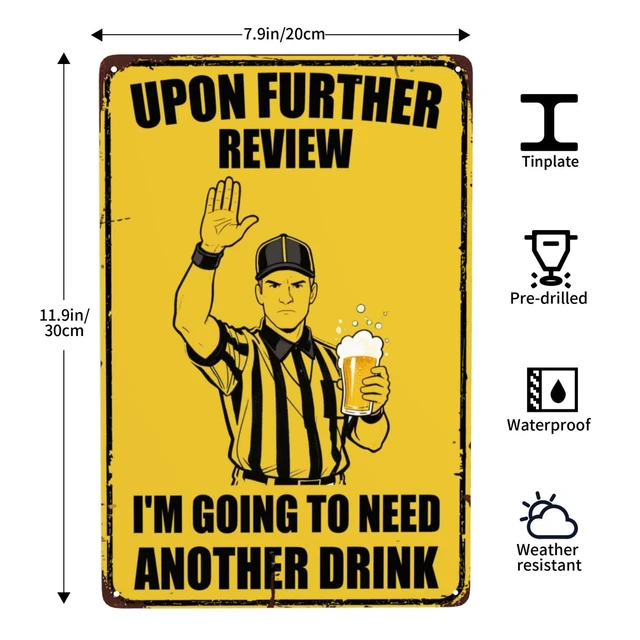 Alt view image 6 of 7 - Football Wall Decor for Man Cave Sports Theme Room,Funny Home Bar Wall Art | Vintage Gifts for Men Mancave Accessories Home Poster 8x12 Inch Metal Signs