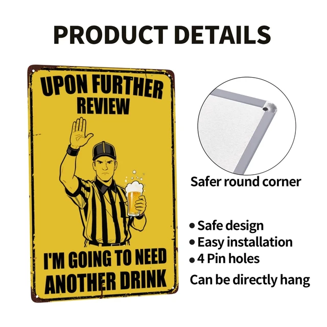 Alt view image 7 of 7 - Football Wall Decor for Man Cave Sports Theme Room,Funny Home Bar Wall Art | Vintage Gifts for Men Mancave Accessories Home Poster 8x12 Inch Metal Signs