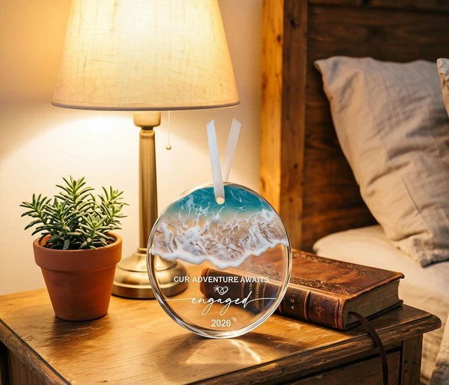 Alt view image 2 of 5 - 2026 Engagement Gifts for Couples - Our Adventure Awaits Glass Ornament - Bride-to-Be Engagement Gift, Couple - Fiance/Fiancee Christmas Decoration Party Supplies