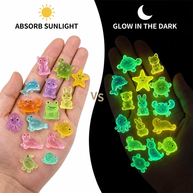 Alt view image 4 of 6 - 50 Pcs Glow-in-the-Dark Mini Resin Animals in Mystery Blind Bags | Individually wrapped, assorted shapes and colors, for fairy gardens, DIY crafts, party favors, and collecting