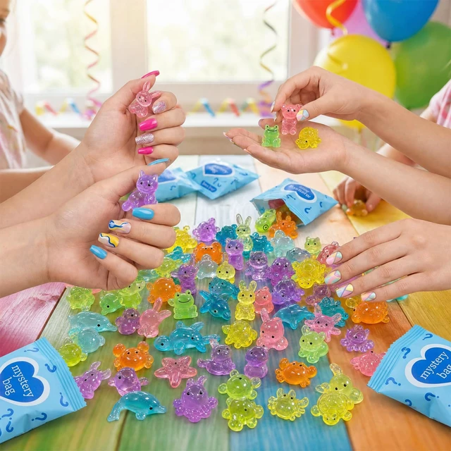 Alt view image 5 of 6 - 50 Pcs Glow-in-the-Dark Mini Resin Animals in Mystery Blind Bags | Individually wrapped, assorted shapes and colors, for fairy gardens, DIY crafts, party favors, and collecting