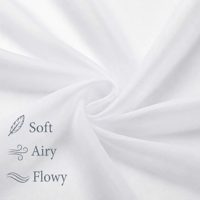 Alt view image 3 of 7 - White Sheer Curtains 84 inch Long for Living Room, 2 Panels | Light Filtering, Voile Drapes, Rod Pocket, Bedroom, Window Treatment, Soft, Airy, Each 42Wx84L