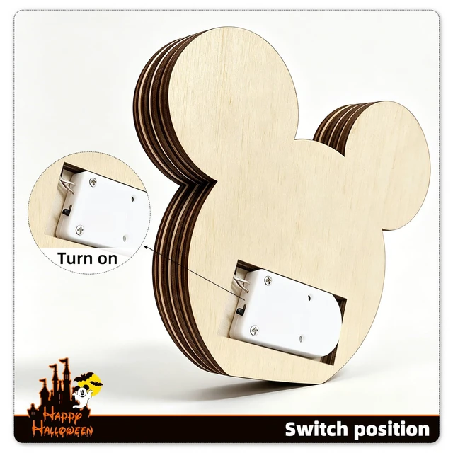 Alt view image 5 of 7 - Mouse Halloween Decorations Wooden Table Centerpieces | Halloween Table Decorations Pumpkin Ghost Horror Tiered Tray Decor for Halloween Decorations Indoor