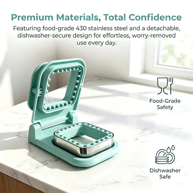 Alt view image 4 of 7 - Crustless Sandwich Cutter and Sealer, Mold for Bread, Light Blue (Square) | Seals edges to lock in fillings, prevents mess. BPA-free, easy clean, dishwasher safe. 3.6-inch fits most bread.