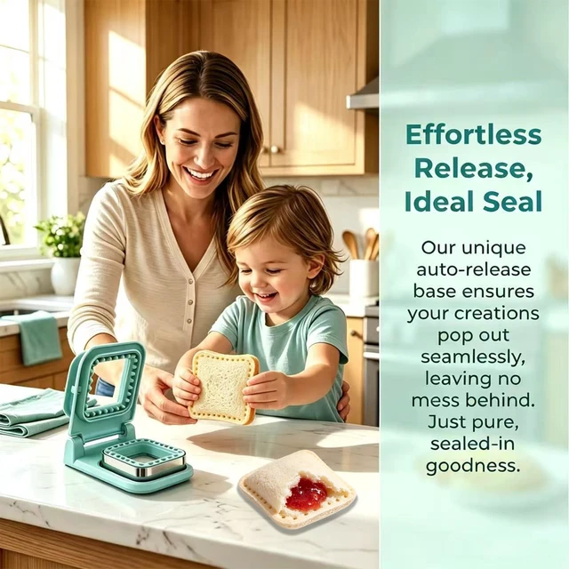 Alt view image 5 of 7 - Crustless Sandwich Cutter and Sealer, Mold for Bread, Light Blue (Square) | Seals edges to lock in fillings, prevents mess. BPA-free, easy clean, dishwasher safe. 3.6-inch fits most bread.