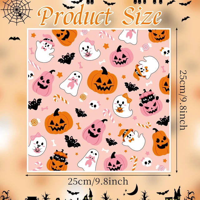 Alt view image 2 of 7 - 150 Pack Halloween Wax Paper Sheets for Food, Pink Ghost Pumpkin Greaseproof Wrapping Deli Parchment Baking Paper for Sandwich Cookies Picnic Oilproof Basket Liners Halloween Kicthen Supplies