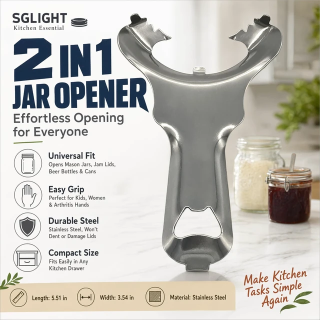 Alt view image 2 of 7 - 2 in 1 Mason Jar Opener & Bottle Opener for Canning Supplies, No Lid Dents | Multifunctional Handheld Lid Opener, Useful Kitchen Gadget for Opening Canning Jar Lids & Beer Bottle Caps with Ease, 1 PCS