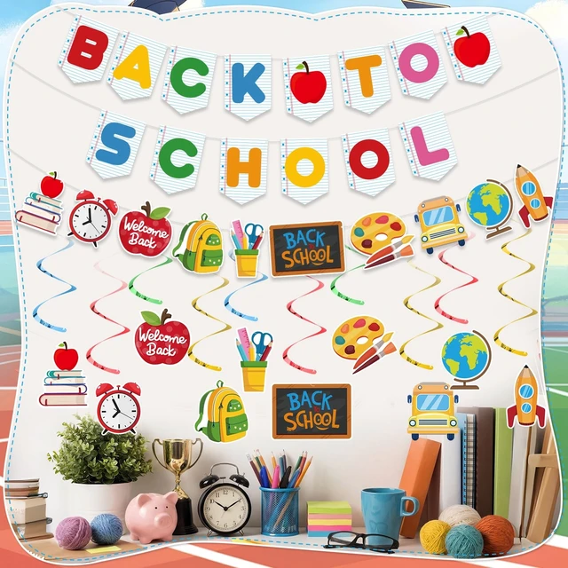 Alt view image 5 of 7 - Back to School Decorations, Pre-Strung Happy First Day of School Banner | Back To School Garland Backdrop Hanging Classroom Decor for Classroom, Home, Teacher Office, Photo Backdrop