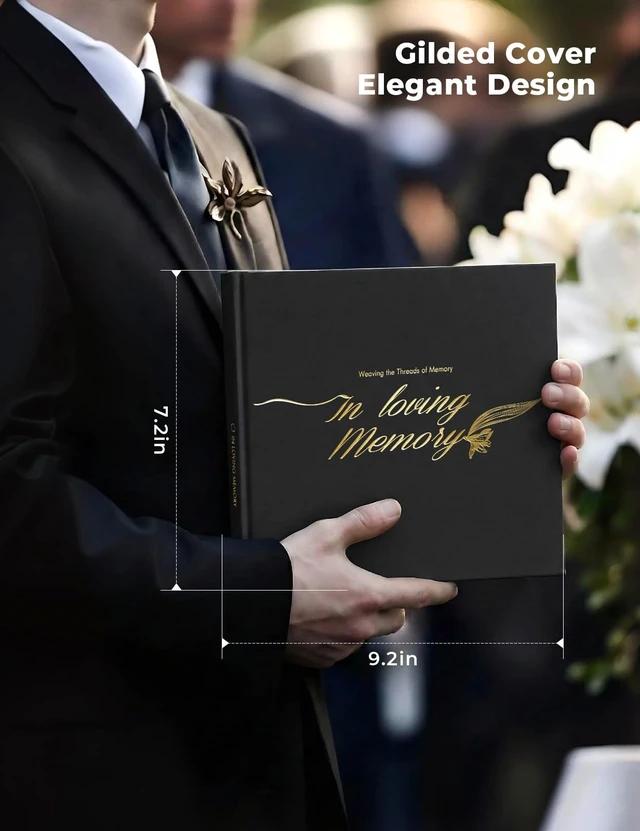 Alt view image 5 of 7 - molekaus Funeral Guest Book, Celebration of Life Memorial Book | Leather, Holds 270 Signatures, For Memorial Service, Includes 2 Table Signs & Pen