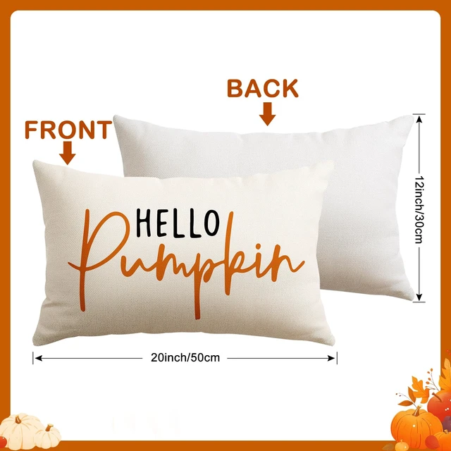 Alt view image 3 of 7 - Hello Pumpkin Beige Lumbar Throw Pillow Cover 12x20 Inch Fall Decoration Cushion Cover Thanksgiving Farmhouse Pillow Case for Home Sofa Couch Decor