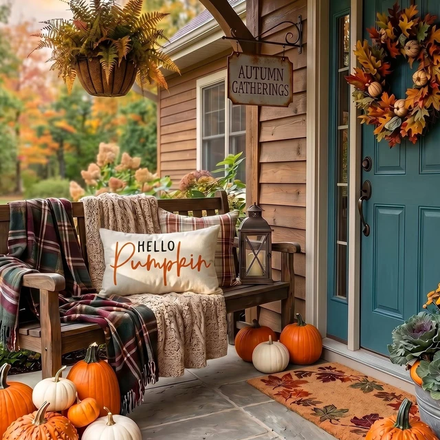 Alt view image 7 of 7 - Hello Pumpkin Beige Lumbar Throw Pillow Cover 12x20 Inch Fall Decoration Cushion Cover Thanksgiving Farmhouse Pillow Case for Home Sofa Couch Decor