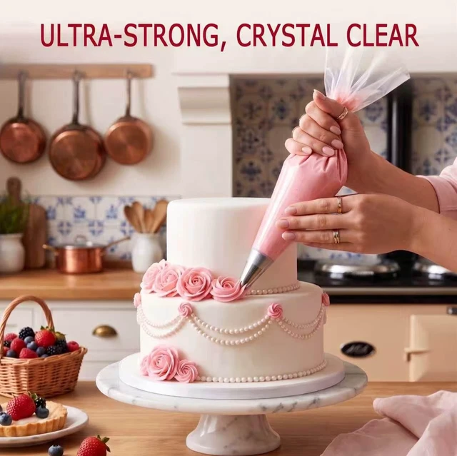 Alt view image 5 of 7 - 16" Disposable Piping Bags, 100 Pack for Cake Frosting & Pastry Decorating | Food Grade, Anti-burst, Slip-resistant, BPA-free, Large Size, LDPE Material, for Cakes Cupcakes and Cookies
