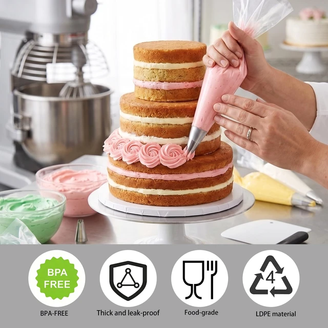 Alt view image 3 of 7 - 16" Disposable Piping Bags, 100 Pack for Cake Frosting & Pastry Decorating | Food Grade, Anti-burst, Slip-resistant, BPA-free, Large Size, LDPE Material, for Cakes Cupcakes and Cookies