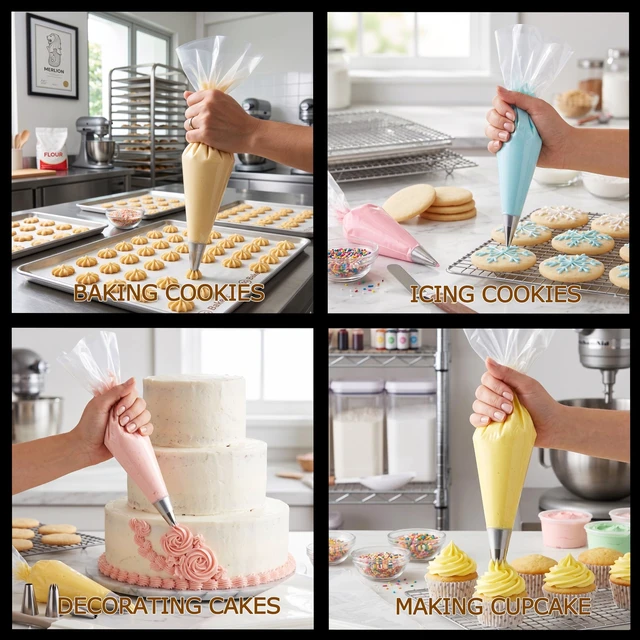 Alt view image 4 of 7 - 16" Disposable Piping Bags, 100 Pack for Cake Frosting & Pastry Decorating | Food Grade, Anti-burst, Slip-resistant, BPA-free, Large Size, LDPE Material, for Cakes Cupcakes and Cookies