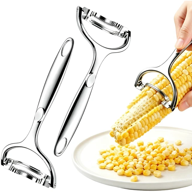 Main image of 2 Packs Upgraded Corn Peeler, Practical 304 Stainless Steel Corn Peeler Tool, Ergonomic Corn Cob Kernel Stripper Thresher, Labor-Saving Corn Kernel Remover, Long Lasting Kitchen Accessory