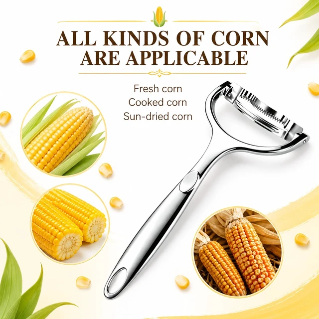 Alt view image 2 of 7 - 2 Packs Upgraded Corn Peeler, Practical 304 Stainless Steel Corn Peeler Tool, Ergonomic Corn Cob Kernel Stripper Thresher, Labor-Saving Corn Kernel Remover, Long Lasting Kitchen Accessory