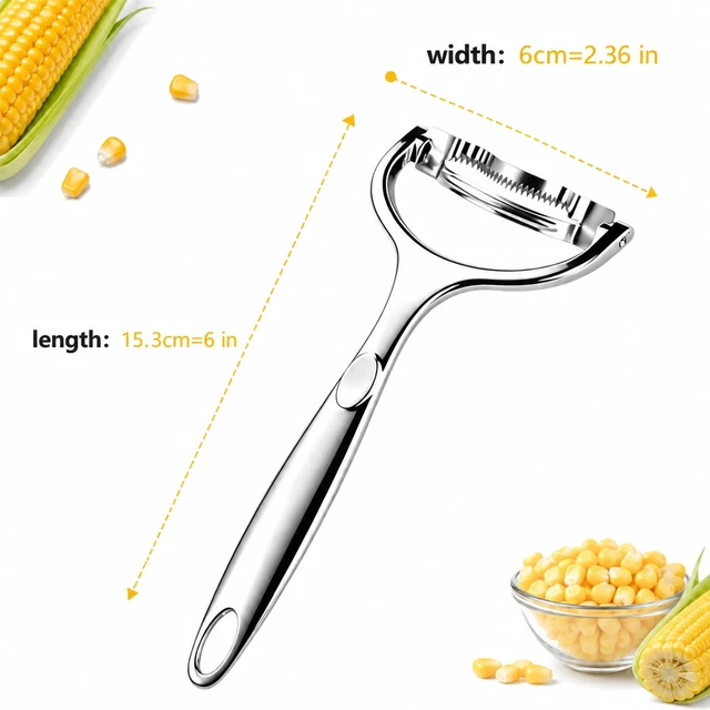 Alt view image 3 of 7 - 2 Packs Upgraded Corn Peeler, Practical 304 Stainless Steel Corn Peeler Tool, Ergonomic Corn Cob Kernel Stripper Thresher, Labor-Saving Corn Kernel Remover, Long Lasting Kitchen Accessory