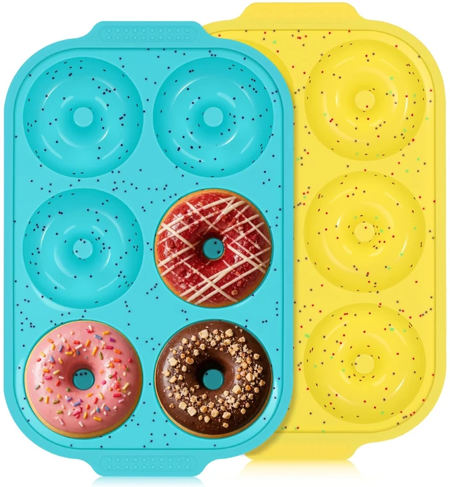 Main image of Silicone Donut Pan with Metal Frame for Baking(2 Pcs) | BPA Free, Dishwasher Safe, Oven and Microwave Safe, Easy to Clean,for Healthy Baked Donuts, Bagels & Onion Rings