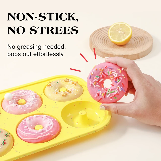 Alt view image 3 of 7 - Silicone Donut Pan with Metal Frame for Baking(2 Pcs) | BPA Free, Dishwasher Safe, Oven and Microwave Safe, Easy to Clean,for Healthy Baked Donuts, Bagels & Onion Rings