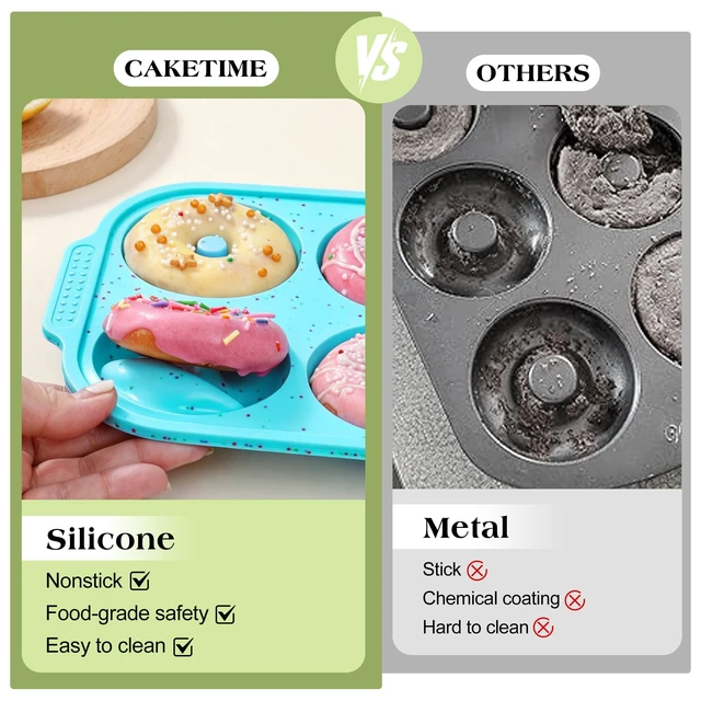 Alt view image 5 of 7 - Silicone Donut Pan with Metal Frame for Baking(2 Pcs) | BPA Free, Dishwasher Safe, Oven and Microwave Safe, Easy to Clean,for Healthy Baked Donuts, Bagels & Onion Rings