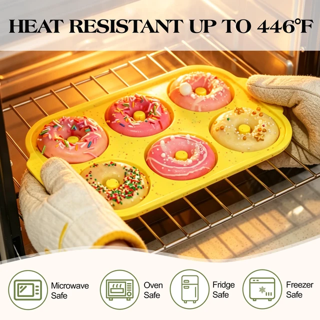 Alt view image 6 of 7 - Silicone Donut Pan with Metal Frame for Baking(2 Pcs) | BPA Free, Dishwasher Safe, Oven and Microwave Safe, Easy to Clean,for Healthy Baked Donuts, Bagels & Onion Rings