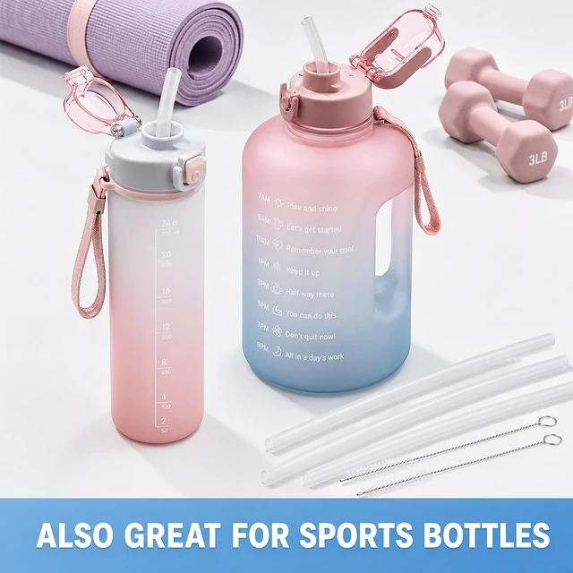 Alt view image 6 of 6 - Cut-to-Fit Soft Silicone Tumbler Straws, 0.31" OD x 12.6", 6 Pack | Six 12.6-inch soft silicone tumbler straws with 0.31-inch OD, cut-to-fit length and two cleaning brushes.