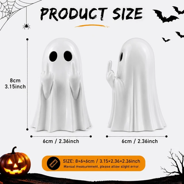 Alt view image 3 of 7 - Halloween Ghost Figurine, Resin Ghost Statue Decorations, Spooky Home Decor | Cute Halloween Doll, Solid Resin Ghost Figurines
