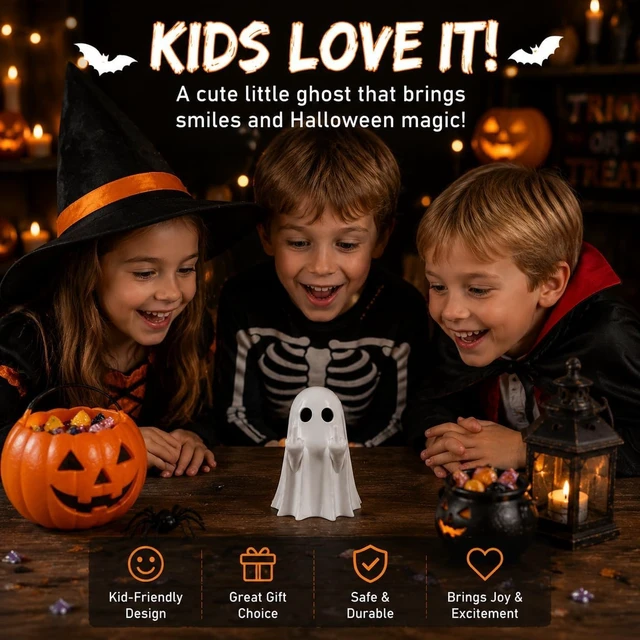 Alt view image 7 of 7 - Halloween Ghost Figurine, Resin Ghost Statue Decorations, Spooky Home Decor | Cute Halloween Doll, Solid Resin Ghost Figurines
