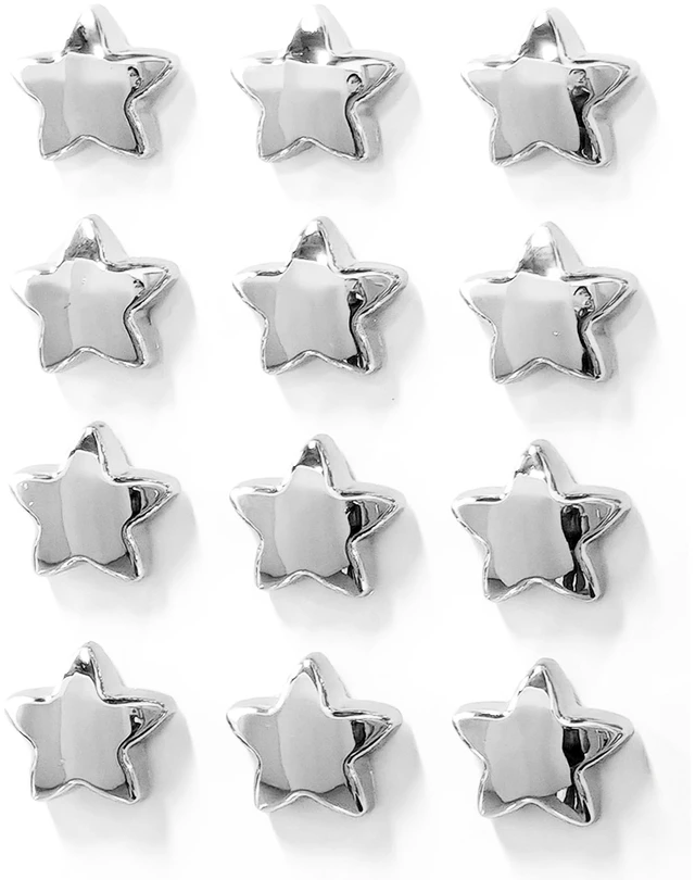 Main image of 12PCS Silver Fridge Magnets Cute Star Refrigerator Magnet Set | Chrome Plastic Stars Decorative Magnetic Stickers 1*1 inch Medium Size Magnet For Home Kitchen Fridge Office Whiteboard