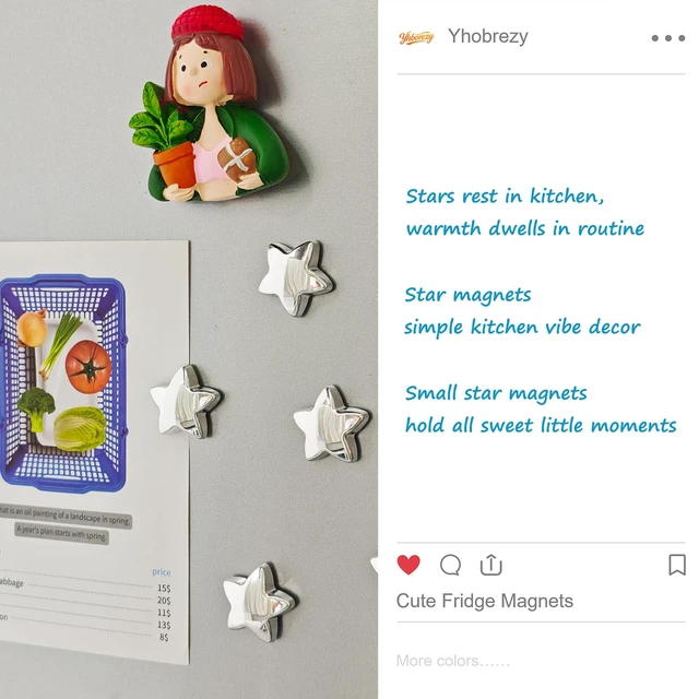 Alt view image 3 of 7 - 12PCS Silver Fridge Magnets Cute Star Refrigerator Magnet Set | Chrome Plastic Stars Decorative Magnetic Stickers 1*1 inch Medium Size Magnet For Home Kitchen Fridge Office Whiteboard