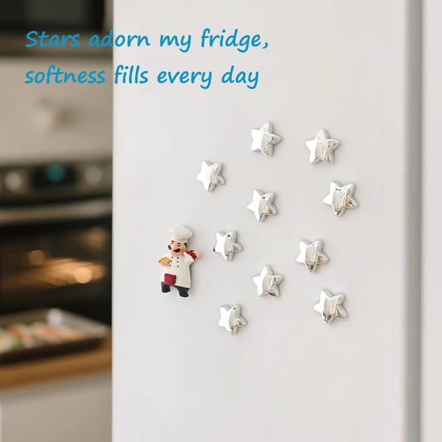 Alt view image 5 of 7 - 12PCS Silver Fridge Magnets Cute Star Refrigerator Magnet Set | Chrome Plastic Stars Decorative Magnetic Stickers 1*1 inch Medium Size Magnet For Home Kitchen Fridge Office Whiteboard