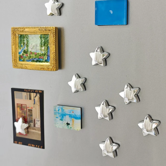 Alt view image 6 of 7 - 12PCS Silver Fridge Magnets Cute Star Refrigerator Magnet Set | Chrome Plastic Stars Decorative Magnetic Stickers 1*1 inch Medium Size Magnet For Home Kitchen Fridge Office Whiteboard