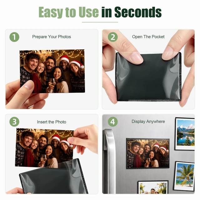Alt view image 6 of 7 - 12 Pack Magnetic Picture Frames for Refrigerator,4x6 Inch,Black | Magnetic Photo Frames Reusable,Photo Magnets For Refrigerator,Wall,Cabinet,Locker Decor