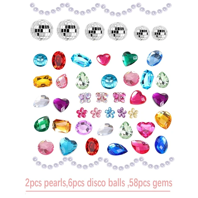 Alt view image 2 of 5 - Gem Cake Topper Artificial Flower Butterfly Sign Gem Disco Balls Pearl 75pcs for Gemstone Theme Cake