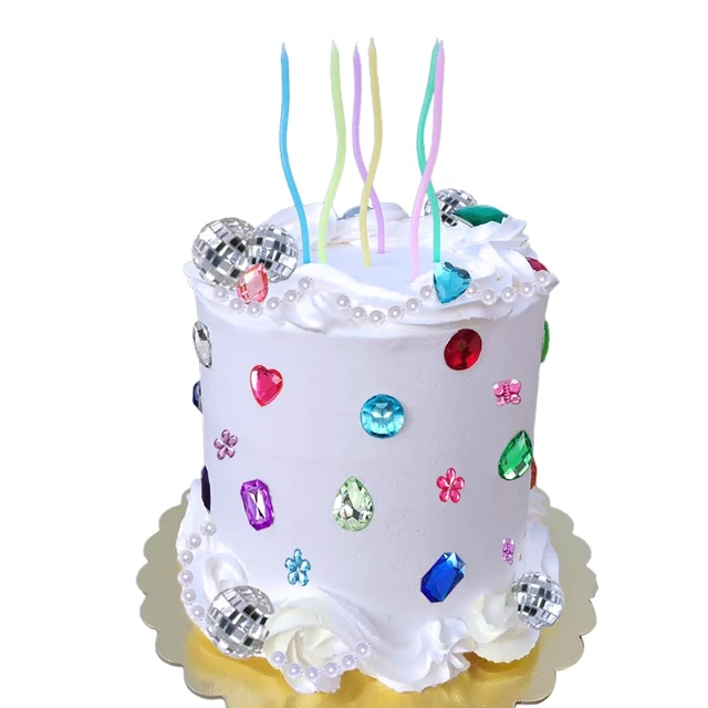 Alt view image 3 of 5 - Gem Cake Topper Artificial Flower Butterfly Sign Gem Disco Balls Pearl 75pcs for Gemstone Theme Cake