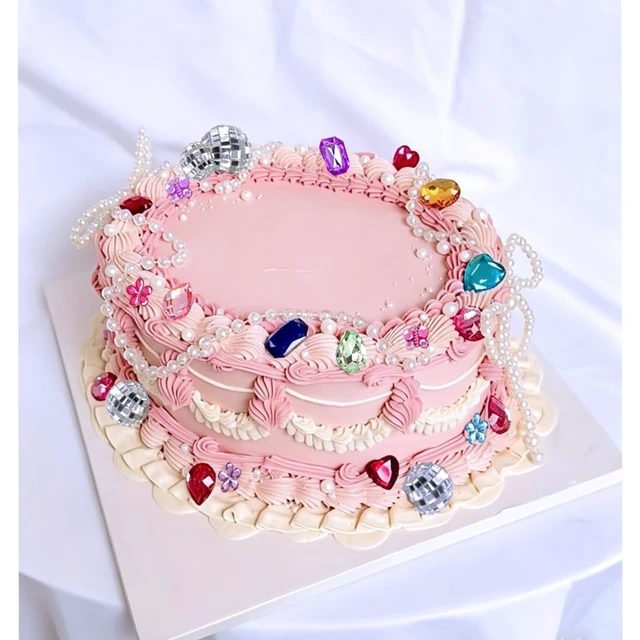 Alt view image 5 of 5 - Gem Cake Topper Artificial Flower Butterfly Sign Gem Disco Balls Pearl 75pcs for Gemstone Theme Cake