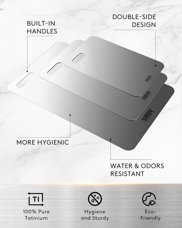 Alt view image 5 of 6 - Katori Titanium Cutting Board, 100% Pure Titanium Cutting Boards(12.2L*8W) | Smooth easyclean surface,rustresistant,knifefriendly, perfect for home meal prep and outdoor use.
