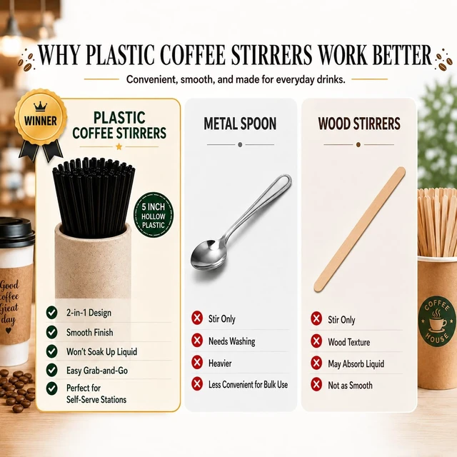 Alt view image 6 of 7 - Coffee Stirrers 500 Count, 5 Inch Disposable Plastic Stir Sticks for Coffee & Drinks, Food-Grade Stirrers for Office, Coffee Bar, Restaurant, Home, Party Supplies
