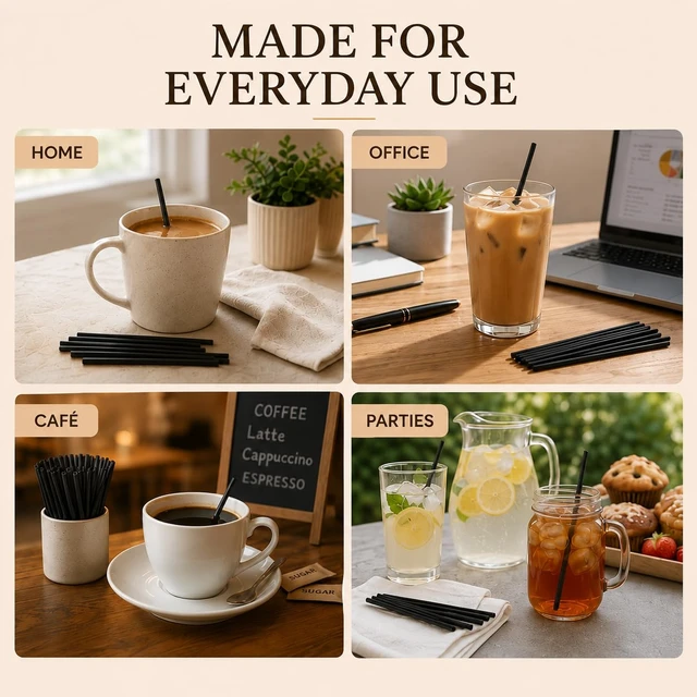 Alt view image 7 of 7 - Coffee Stirrers 500 Count, 5 Inch Disposable Plastic Stir Sticks for Coffee & Drinks, Food-Grade Stirrers for Office, Coffee Bar, Restaurant, Home, Party Supplies