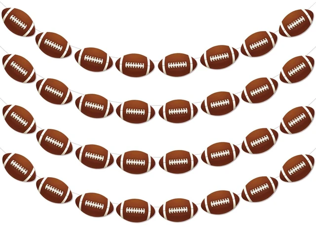 Main image of Football Party Decorations, 4-Pack Football Banner Garland | Football Hanging Garland for Home Classroom Sports Theme Birthday Party Supplies