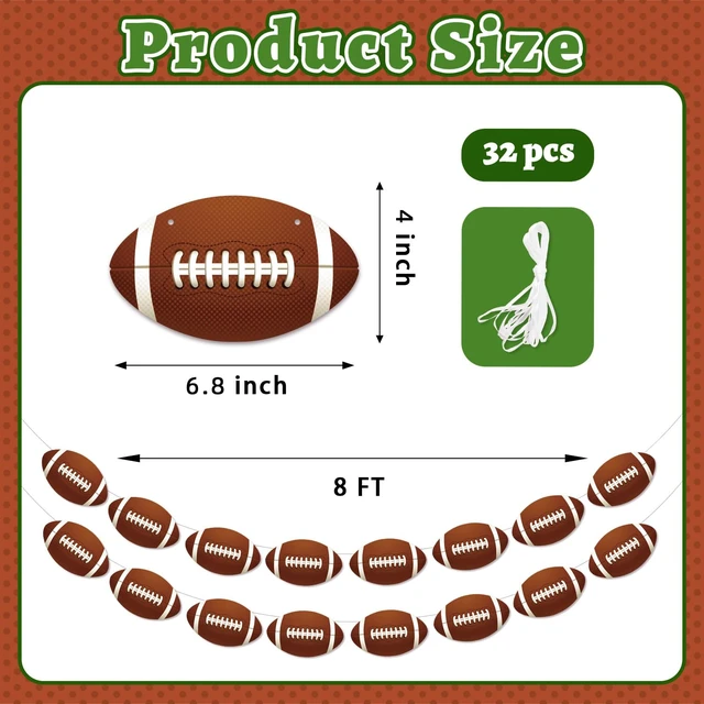 Alt view image 2 of 7 - Football Party Decorations, 4-Pack Football Banner Garland | Football Hanging Garland for Home Classroom Sports Theme Birthday Party Supplies