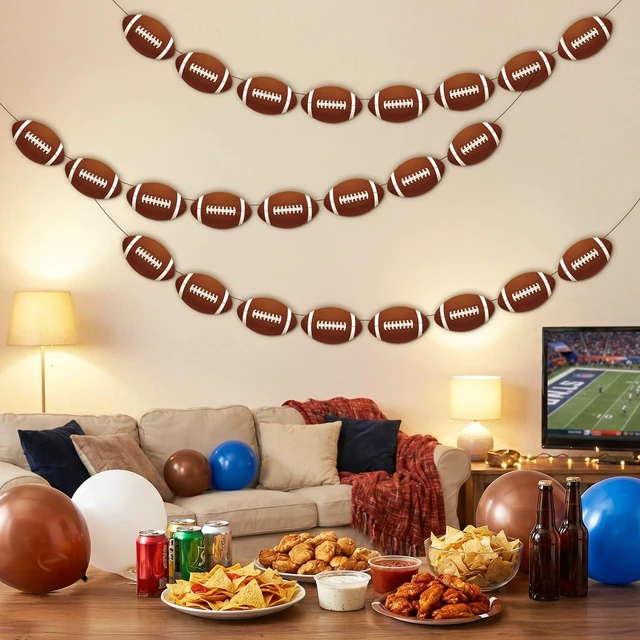 Alt view image 3 of 7 - Football Party Decorations, 4-Pack Football Banner Garland | Football Hanging Garland for Home Classroom Sports Theme Birthday Party Supplies