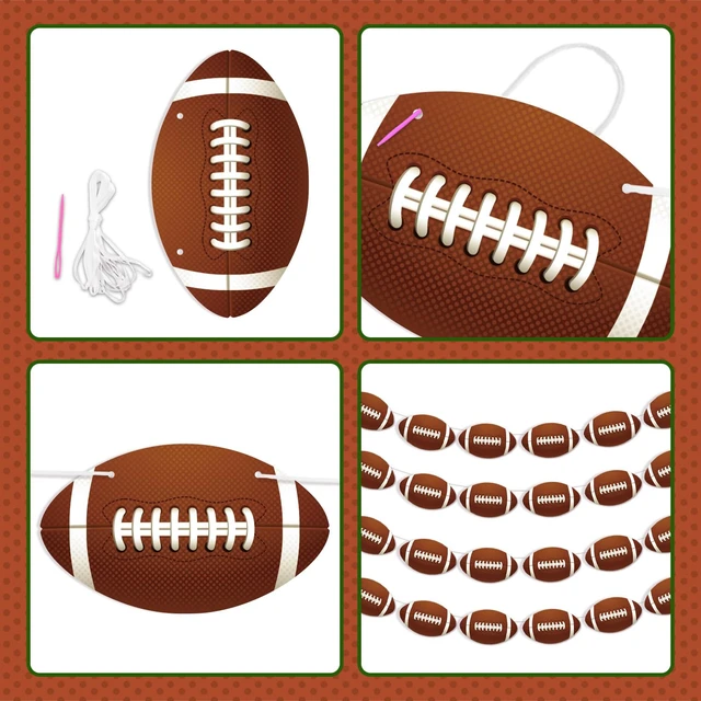 Alt view image 4 of 7 - Football Party Decorations, 4-Pack Football Banner Garland | Football Hanging Garland for Home Classroom Sports Theme Birthday Party Supplies