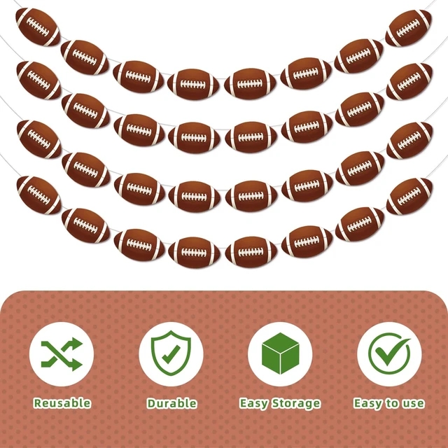 Alt view image 5 of 7 - Football Party Decorations, 4-Pack Football Banner Garland | Football Hanging Garland for Home Classroom Sports Theme Birthday Party Supplies