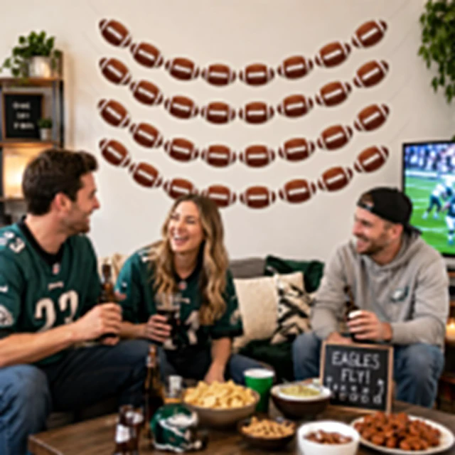 Alt view image 6 of 7 - Football Party Decorations, 4-Pack Football Banner Garland | Football Hanging Garland for Home Classroom Sports Theme Birthday Party Supplies